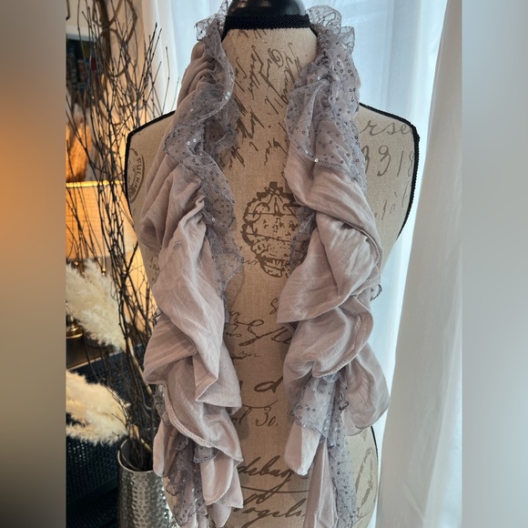 Ruffled Sequined Scarf - Picture 2 of 10